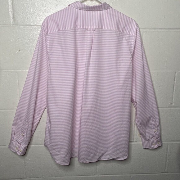 Duluth Trading Co Wrinklefighter Button Up Shirt Top Womens XL Pink White - Picture 3 of 8